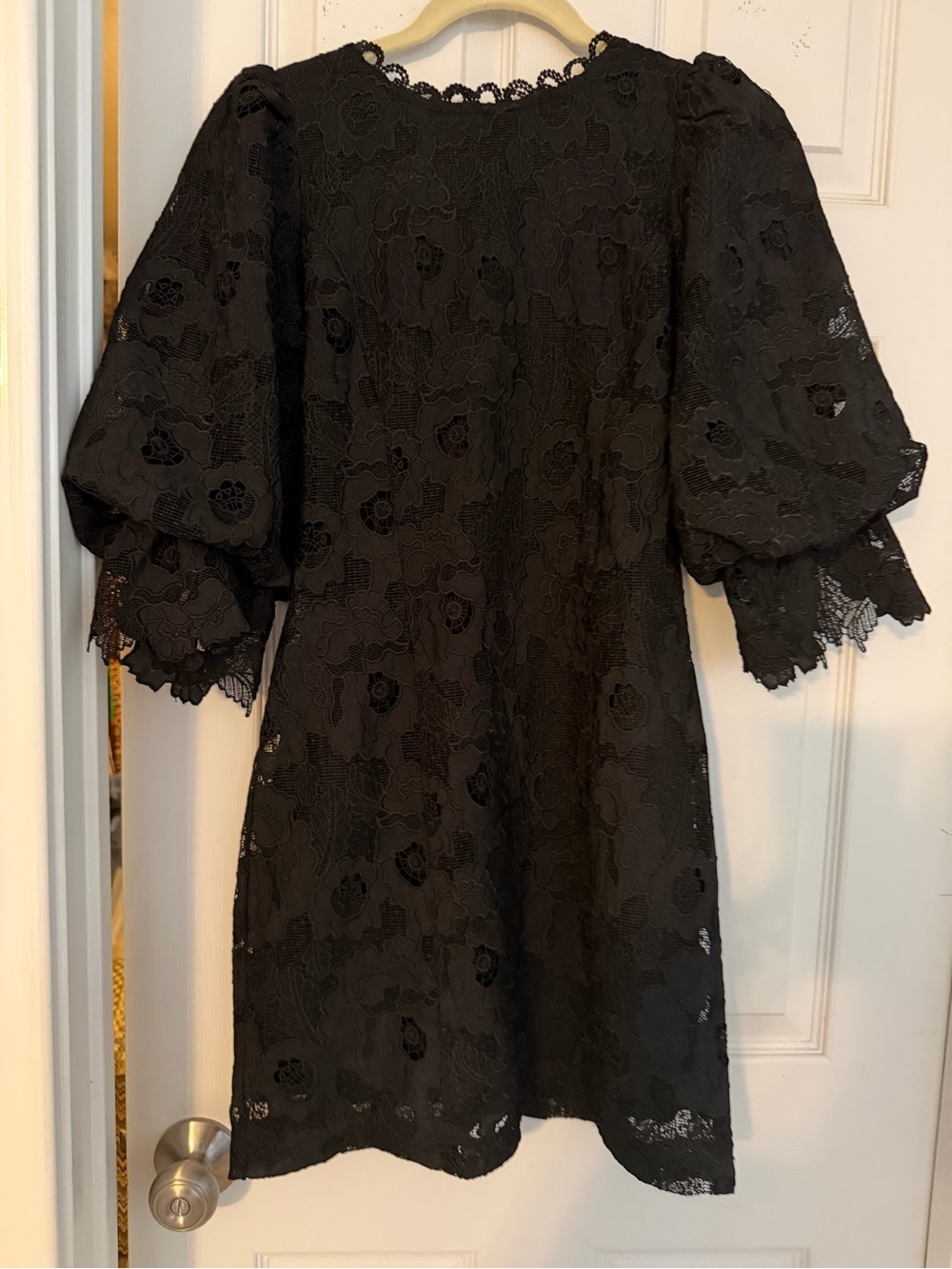 Black Lace Puff-Sleeve Dress -Fate-size small
